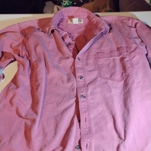 Vintage Trails End men's button down shirt, red denim. Very well made! LG